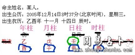 日柱第一行即绿色圈出的字,则对照下方规律查找年,月,日,时柱第二行即