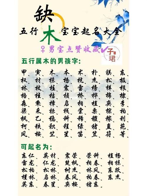 今天来给大家整理取名用字合集--木[私信r]五行属木的男孩名字:甲,寅