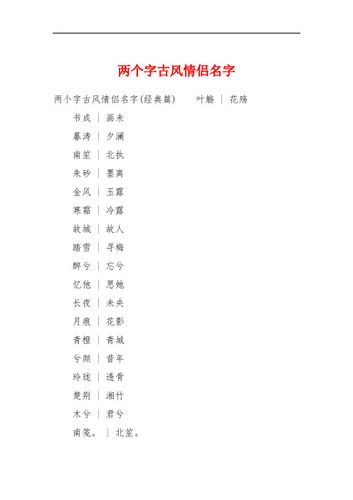 两个字情侣名字配对 两个字情侣名字一对简洁霸气