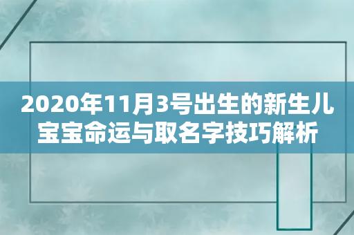 2023年11月3号出生的新生儿宝宝命运与取名字技巧解析