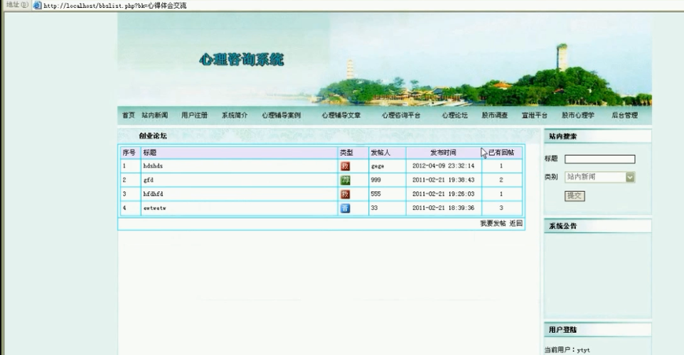 基于phpmysql心理咨询系统的开发和设计