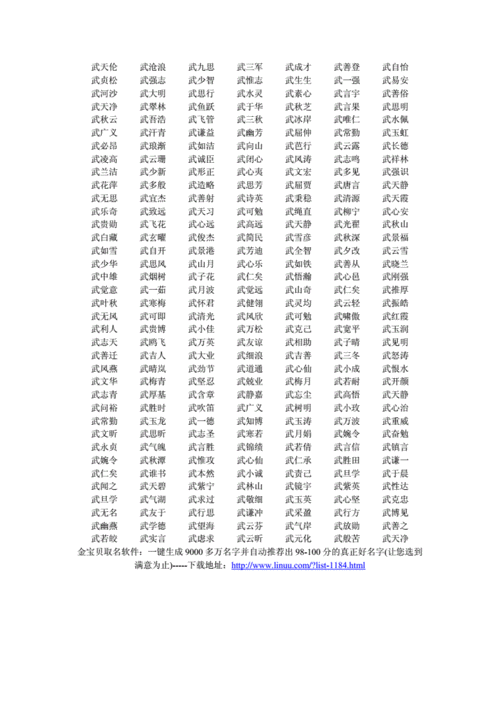 宝宝起名武姓大全doc2页