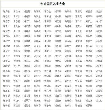 姓谢的男孩名字100分 免费自动取名100分