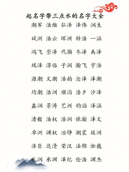 起名字带三点水的名字大全