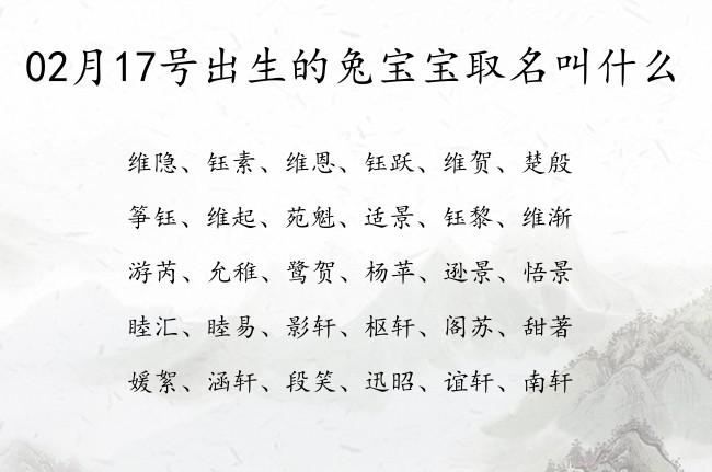 02月17号出生的兔宝宝取名叫什么宝宝起名大全在线起小孩名字